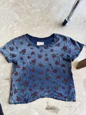 Current Elliot Strawberry Print Blue Faded  Shirt Size 1