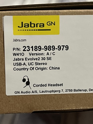 JABRA 23189-989-979 Jabra Evolve 2 30 SE UC Stereo USB-A Corded Headset NEW - Picture 5 of 8