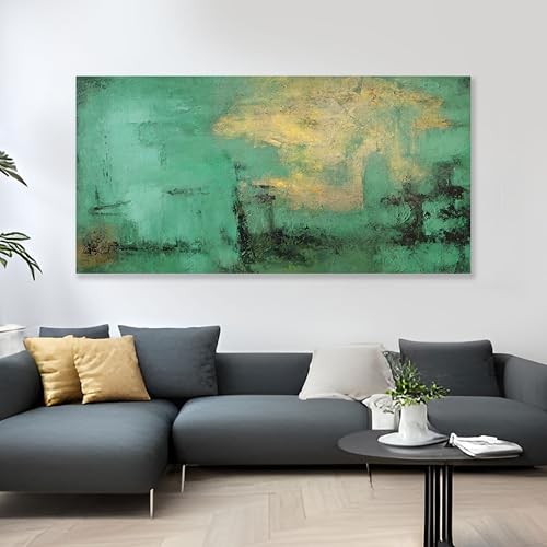 Arte astratta da parete e oro vintage tela astratta parete 58L" x 29W" verde - Foto 3 di 7