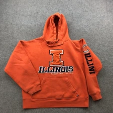 Illinois Fighting Illini Hoodie Mens Small Orange NCAA J America Sweatshirt