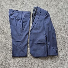 HUGO BOSS Trabaldo Togna SILK WOOL Huge3/Genius2 Suit 38 R 34x33 Blue GLEN PLAID