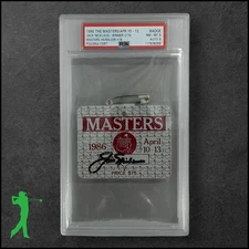 JACK NICKLAUS AUTOGRAPHED 1986 MASTERS TOURNAMENT BADGE TICKET PSA/DNA 8 AUTO 9