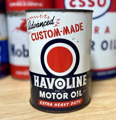 Vintage NOS Havoline Extra Heavy Duty Motor Oil Can Quart FULL