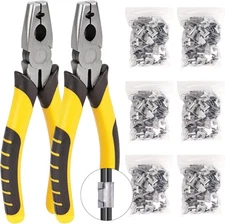 1800Pcs Wire Cage Clips and Pliers, Fencing Pliers Rabbit Chicken Yellow 