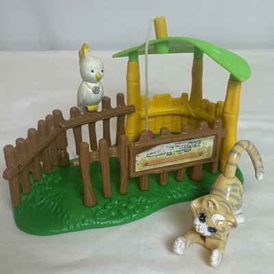 Vintage 1993 Littlest Pet Shop Zoo Nursery Baby Tiger w Cockatoo