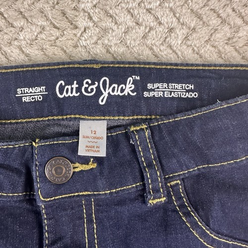 Cat & Jack Super Stretch Slim jeans Girls 12 straight leg- Adjustable waist - Picture 2 of 13