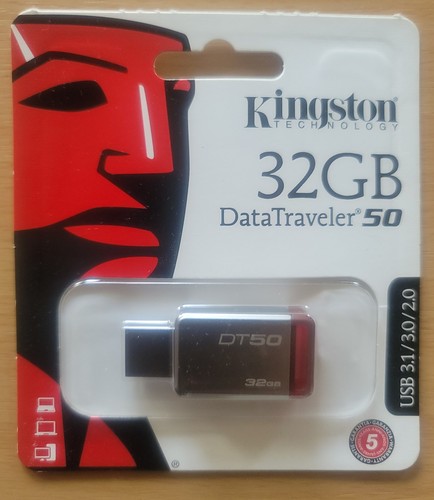 GENUINE kingston DataTraveler 50 32GB USB Flash Drive FDD 3.1/3.0/2.0 AUTHENTIC - 第 1/2 張圖片