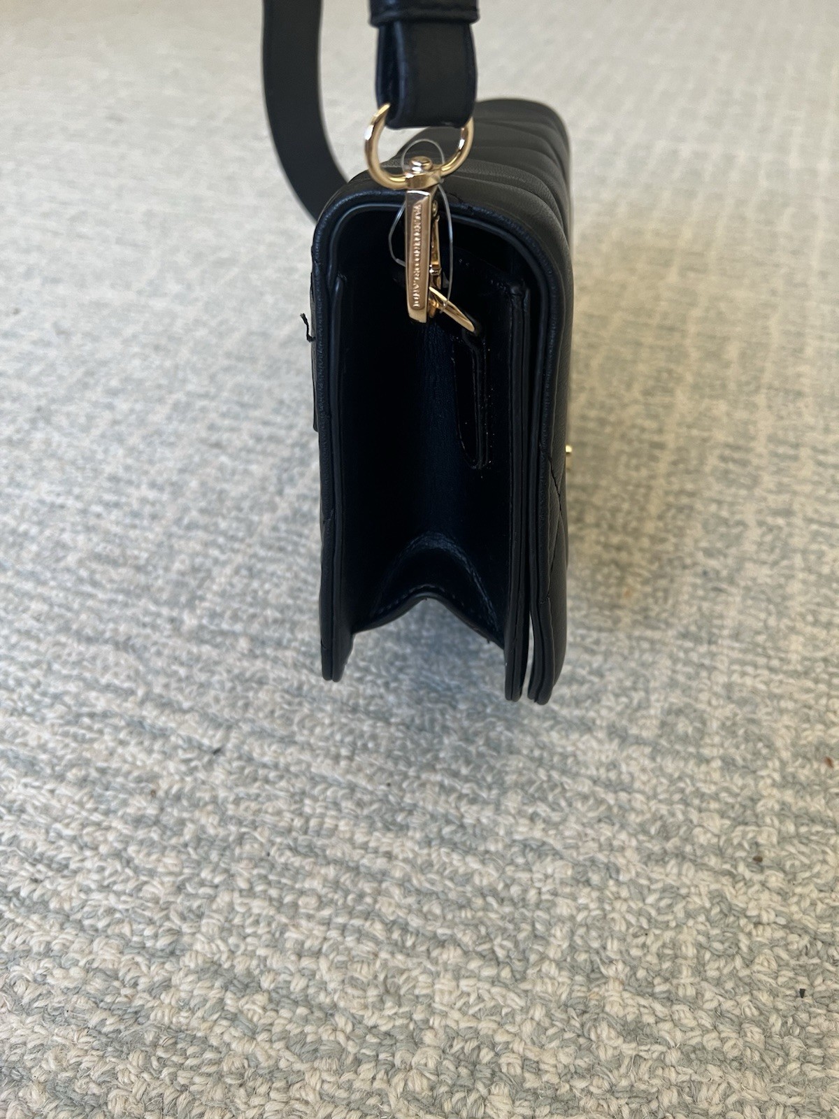 New Valentino Orlandi Bag Purse Black Quilted Gold Hardware Crossbody Bag thumbnail 6