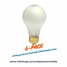 Damar A19 Rough Service Frosted Bulb 60W 2700K Medium 6-pk