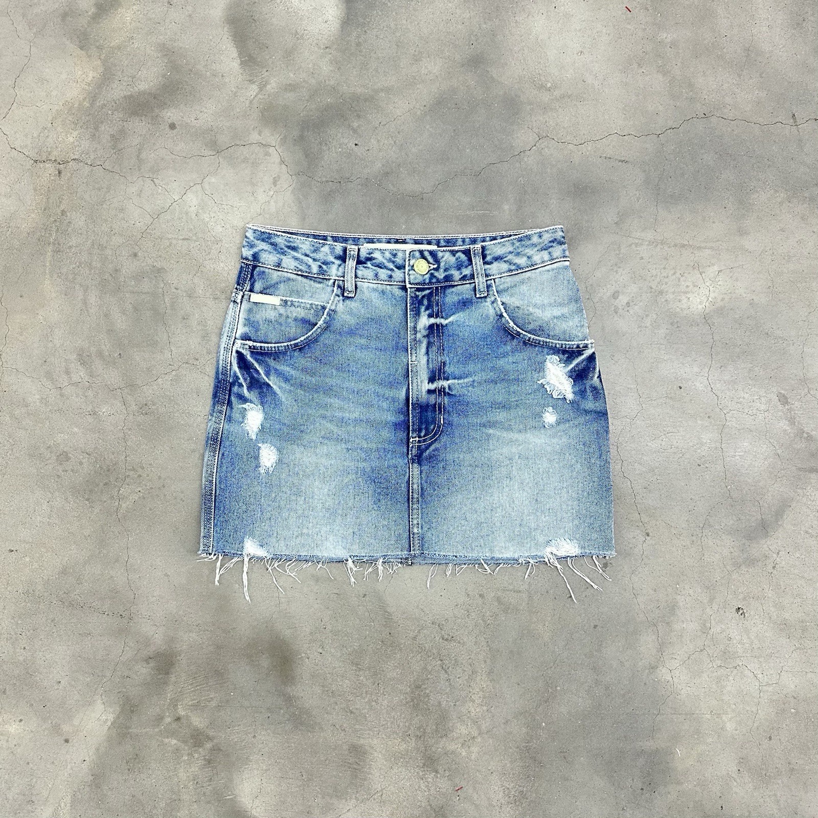 Y2K Women's Blue Denim Low Rise Mini Skirt Size S