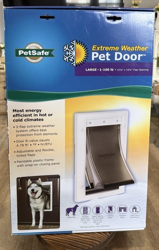 Professional Petsafe Extreme Weather Pet Door 3 Flap - White Size Large ...