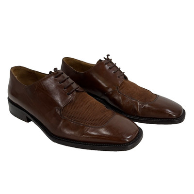 Mezlan Linea Brown Perforated Leather Square Toe Dress Shoes Men s Size US 9.5 M