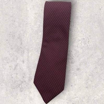 GIORGIO ARMANI BLACK TAG Silk Tie ITALY XL Burgundy Geometric W:3.7'' EUC