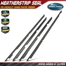 4pcs Door Inner & Outer Window Felt Weatherstripping Kit for Chevrolet Pontiac