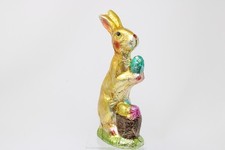 Statuina da tavolo coniglietto pasquale oro coniglio finta lamina uova di cioccolato 9"
