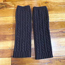 Brown Cable Knit Knee High Leg Warmers Stretch Knit Women's One Size 1 Pair