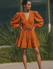 NWT Ulla Johnson Rosalind Cotton Poplin Mini Dress Saffron Size 0, 2, 4, 8 $390