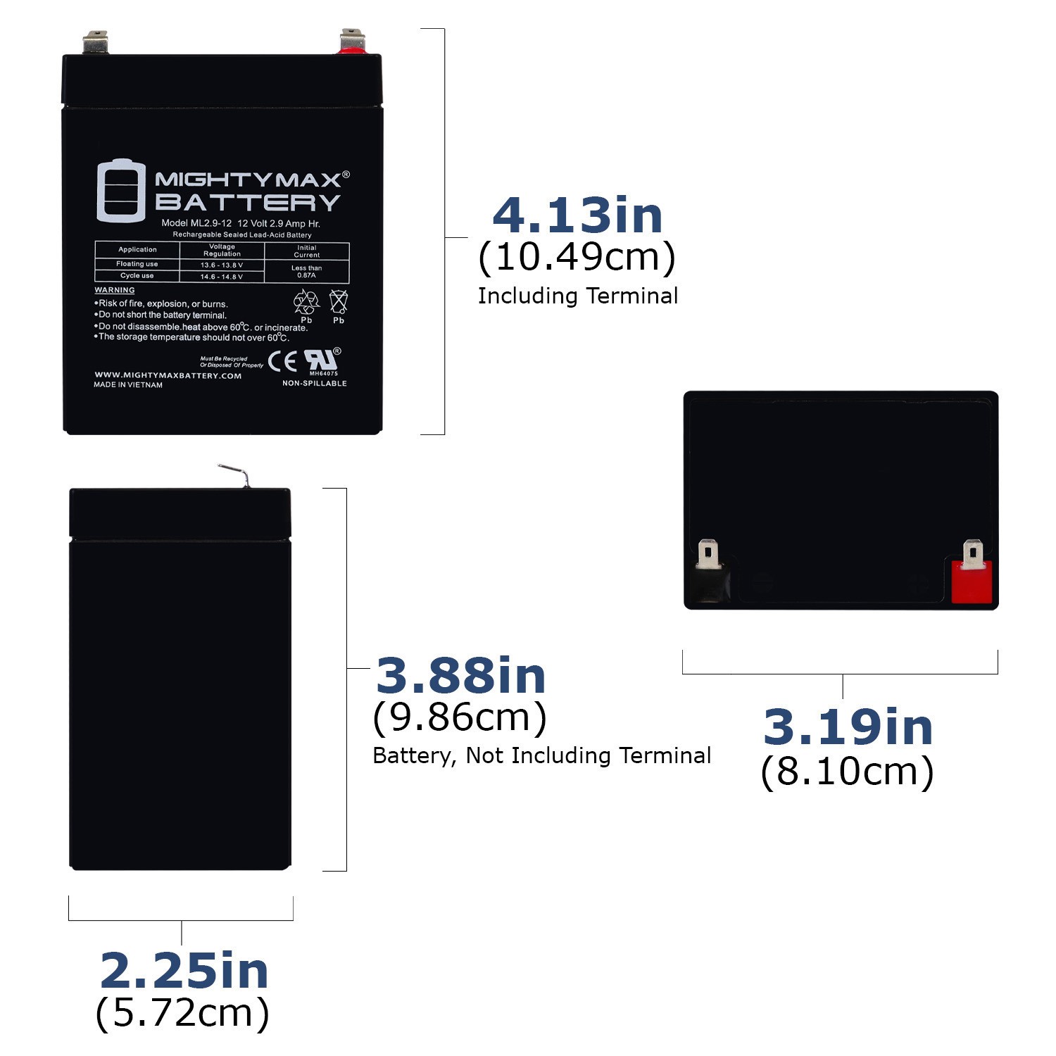 Mighty Max 12V 2.9AH F1 SLA Battery Replaces Handicare Minilift160 Patient Lift