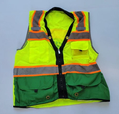 Shine Bright Safety Vest Yellow Green United Catering 2 Pockets Mens XL , XXL  - product listing photo