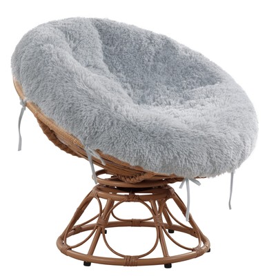 HOMBYS Shaggy Cover for Papasan Cushion Fluffy Plush Faux Fur Zippered Slipcover