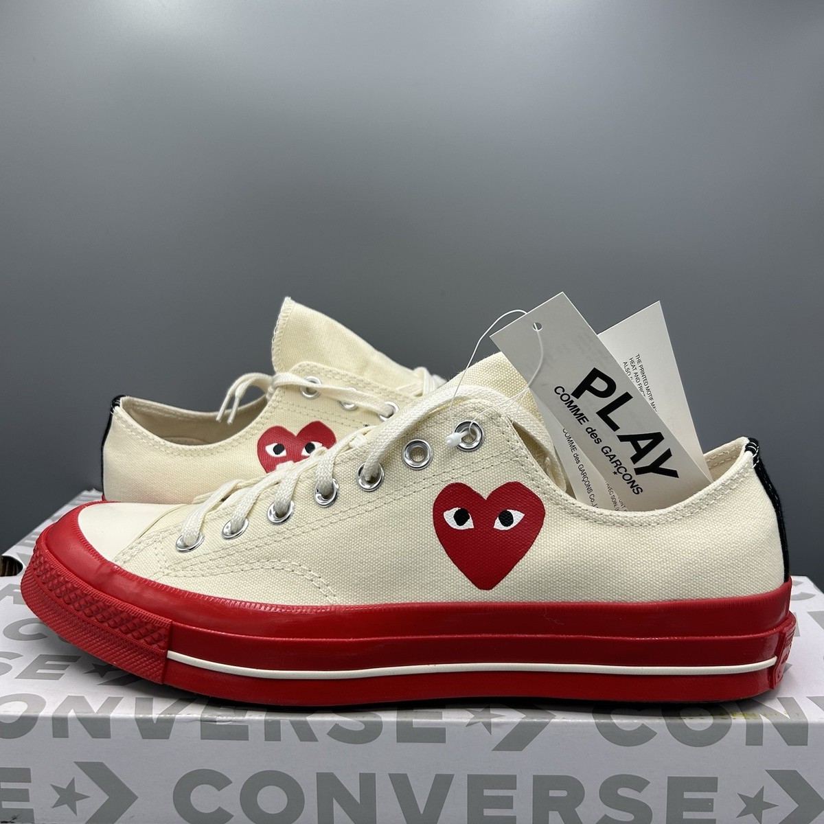Converse Chuck 70 Low Comme Des Garçons CDG Play White Red Shoes