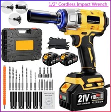 Cordless Electric Impact Wrench Gun 12 High Power Driver W 2 Li-ion Battery