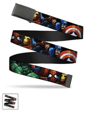 Buckle Down Superheroes Stacked Mens Web Belt Fits Up to 42” Waist