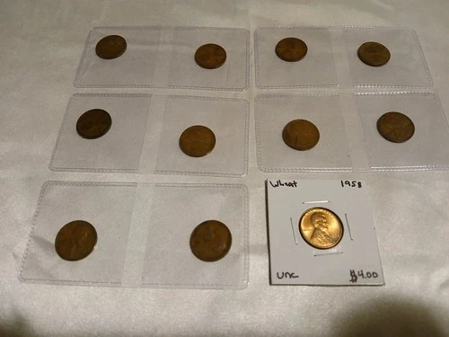 Wheat Penny Collection 11 Wheat Pennies 1 Uncirculated 1958
