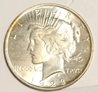 1923-P AU/BU Peace Silver Dollar, pictures are of the exact coin up for auction.