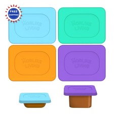 Baby Food Lids for Gerber Containers Silicone Reusable Dishwasher Safe 4 Pack