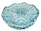 Vintage L.E Smith MCM Aqua Blue Iridescent Carnival Glass 8” Art Glass Bowl EUC