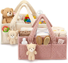 2 Pack Diaper Caddy Organizer Baby Caddy Organizer with Handle Nursery Storage B