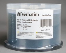 50 Discs Verbatim CD-R 700MB 52X DataLifePlus White Thermal/Hub Printable