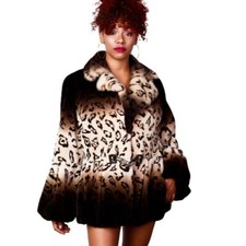 Clearance Degrade Animal Print Rex Rabbit Fur Jacket With Mink Collar- Size 8