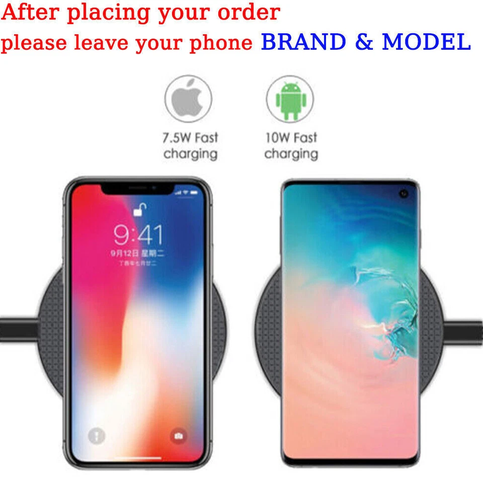 Wireless Fast Charger Charging Pad Dock for Samsung For iPhone Android Phone - Image 3 of 4