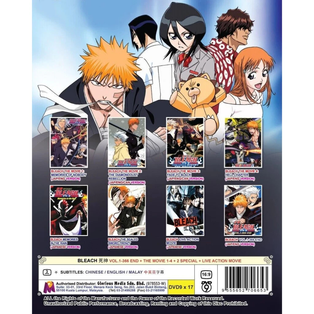 DVD Anime Bleach FULL Complete TV Series Vol.1-366 Free Keychain