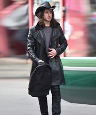 Mens Long Trench Coat Formal Black Stylish Leather Jacket - Rory Culkin Pea Coat