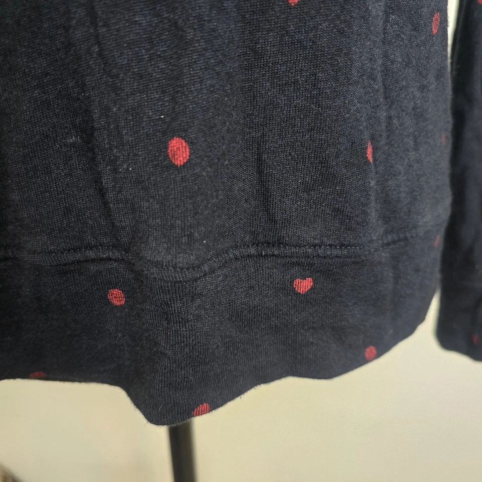 Suéter Sundry Mujer Talla 1 EE. UU. Pequeño Lunares Corazón Azul Marino Rojo Ligero Foto 3 de 4