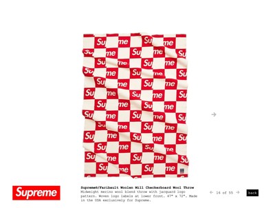 New Supreme Faribault Woolen Mill Checkerboard Wool Throw Red Logo