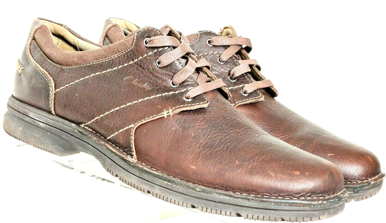 Scarpe Clarks Senner Place in pelle marrone scuro 66255 da uomo 13 M