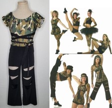 Dance Storm Camouflage LEOTARD, Slashed CROP PANTS New Costume Child Med  Large