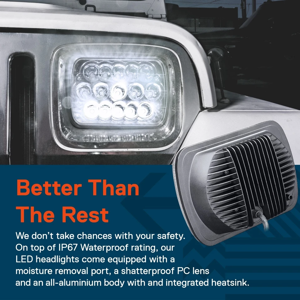 5x7 7x6 LED Headlight Pair for Jeep Wrangler YJ Cherokee XJ Chevy Express Ford - Image 3 of 4