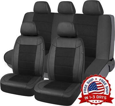 Forros Para Asientos Cuero Y Malla Para Carro Negro Gris Resistente NUEVO  2023