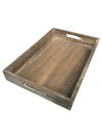 Tablett Aus Holz 38 X 25 X 5 Cm Braun Weiß GetüNcht Holztablett