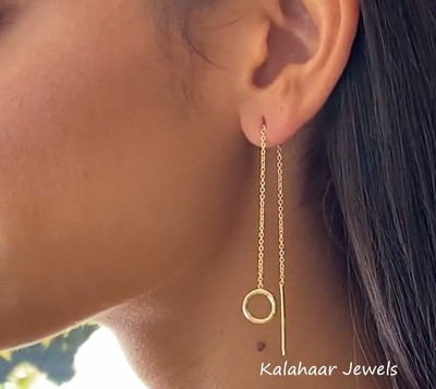 Loop Bar Threading Earring Rose Gold White Gold over Sterling Silver