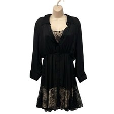 Alice + Olivia Raquel Button Down Shirt Dress Pure Silk Womens Med Sanaa Lathan