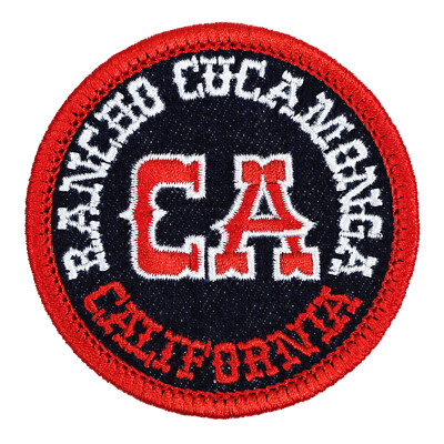 Rancho Cucamonga California Embroidered Patch Black/Red Iron-On Sew-On Hat Bag