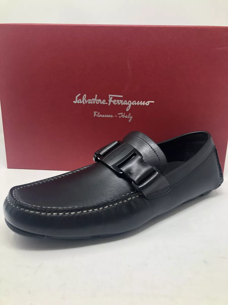 $670 New Salvatore Ferragamo Mens Black Shoes Loafers Sardegna 6 US 5 UK 39 EU