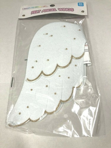 CHILDRENS COSTUME FAIRY / ANGEL WINGS, FELT WHITE & GOLD COSTUME, with ELASTIC - Foto 2 di 4