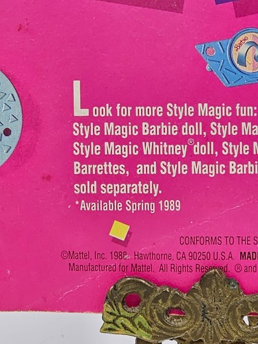 VTG 1988 MATTEL BARBIE STYLE MAGIC FASHIONS #1465 SEALED MOC - Picture 4 of 4
